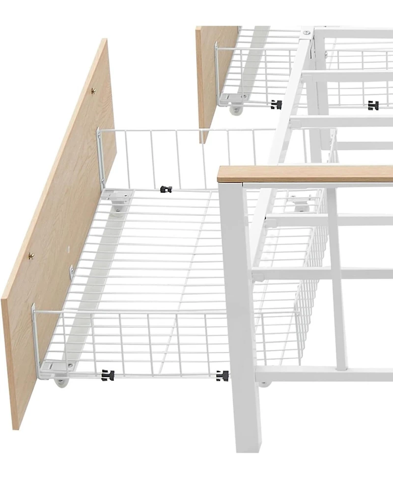 gaomon Full Metal Bed Frame With Headboard and Footboard 4 Storage Drawers No Box Spring Space Saving
