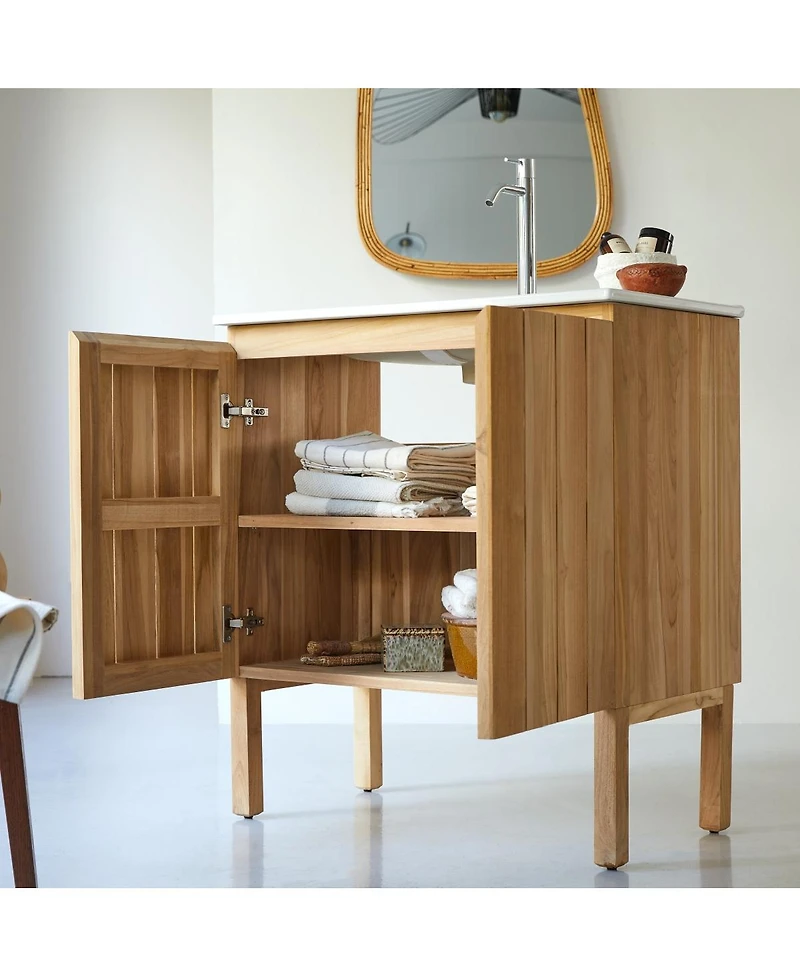Tikamoon Teak and Ceramic Vanity Cabinet 80 cm Jill