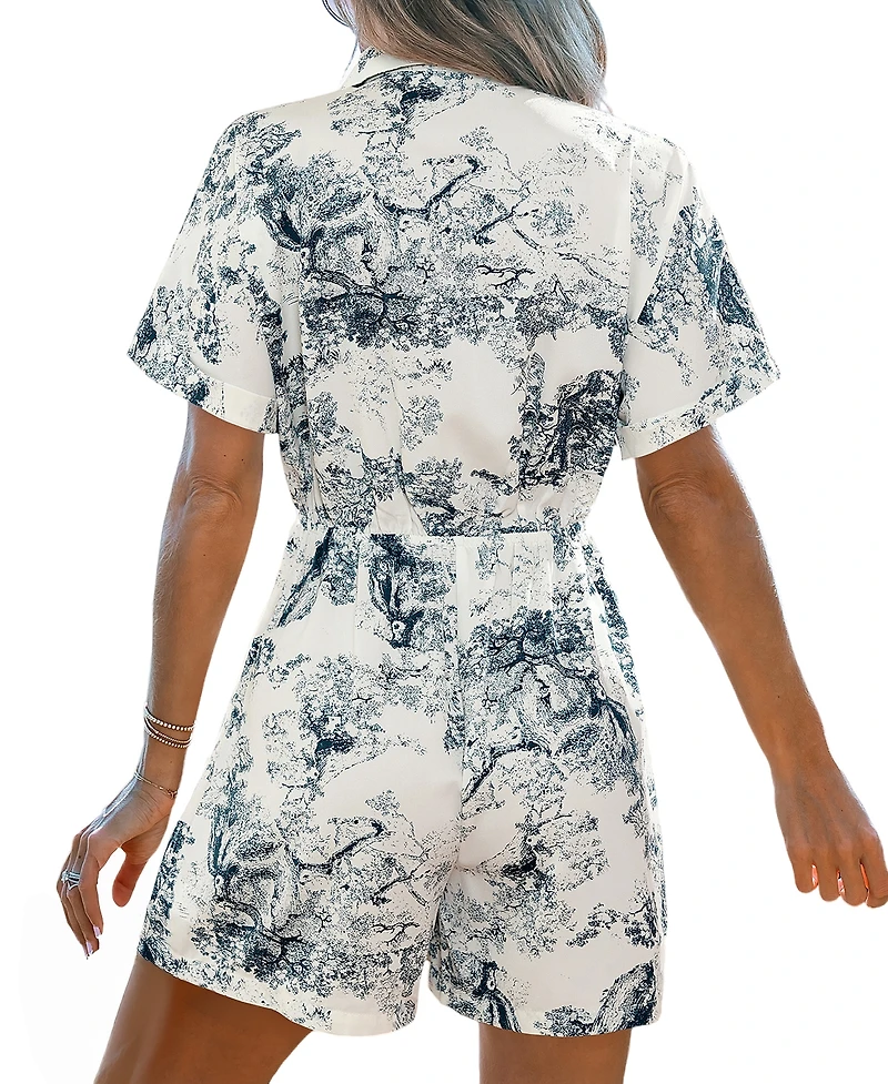 Cupshe Women's Collared Zipper Closure Unlined Romper