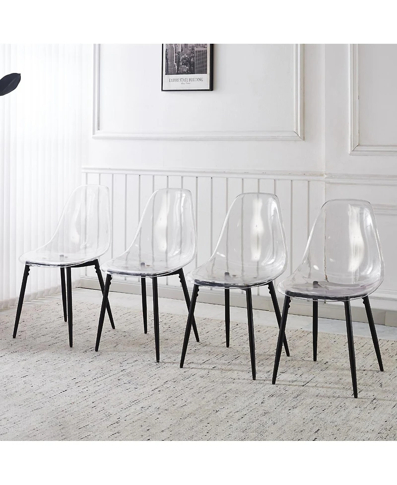 Streamdale Furniture Contemporary Transparent Dining Chair with Metal Legs