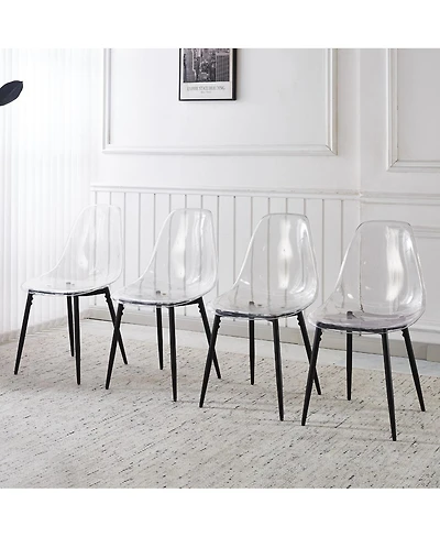 Streamdale Furniture Contemporary Transparent Dining Chair with Metal Legs