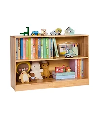 Rainsken Wooden Toy Storage Organizer, 2-Tier Kids Display Storage Bookshelf for Living Room, Entryway, Preschool, Nursery