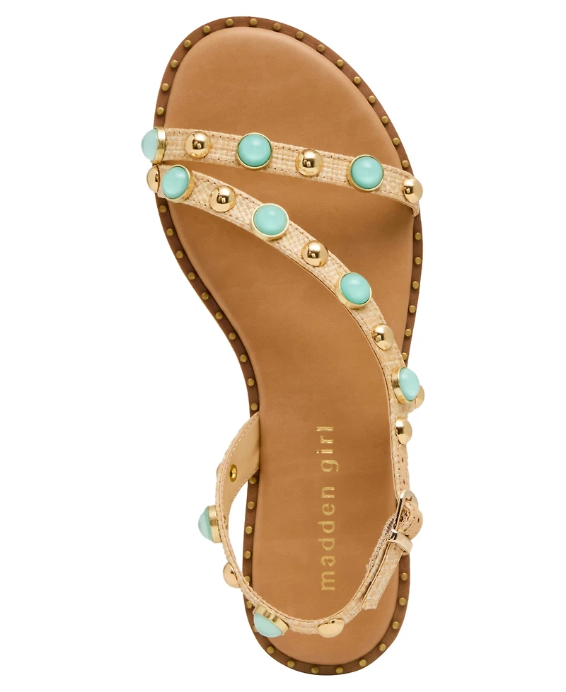 Madden Girl Women's Witty Embellished Strappy Flat Sandals
