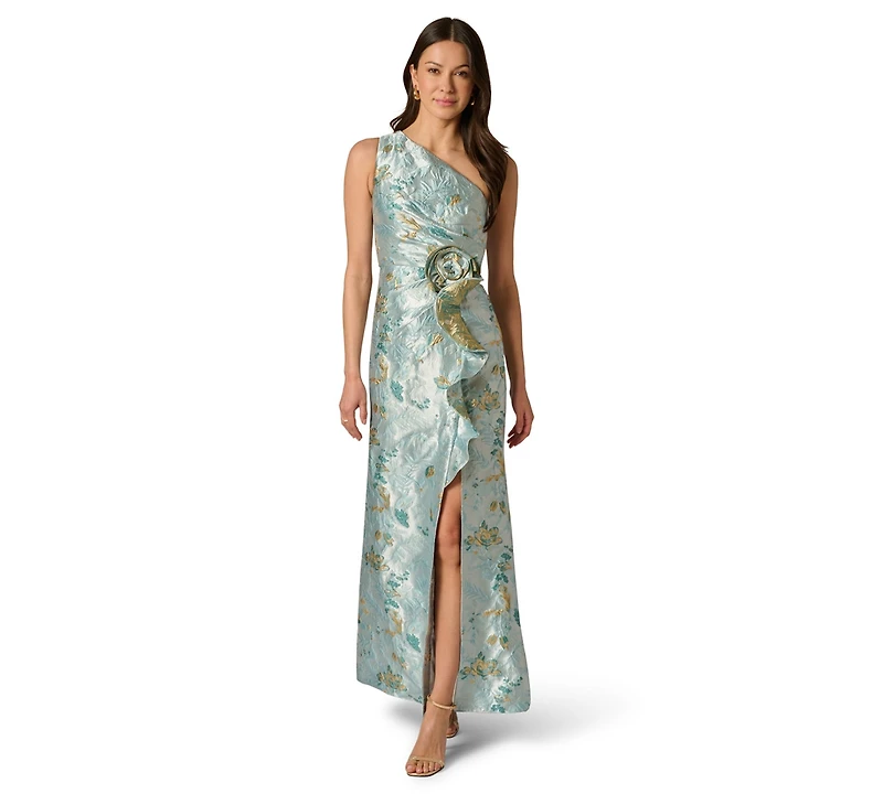 Adrianna Papell Petite One-Shoulder Gown