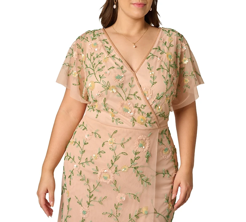 Adrianna Papell Plus V-Neck High-Low Dress