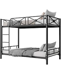 gaomon Metal Twin Over Twin Bunk Bed Modern Heavy Duty Guardrails Space Saving Steel Frame School Bedroom