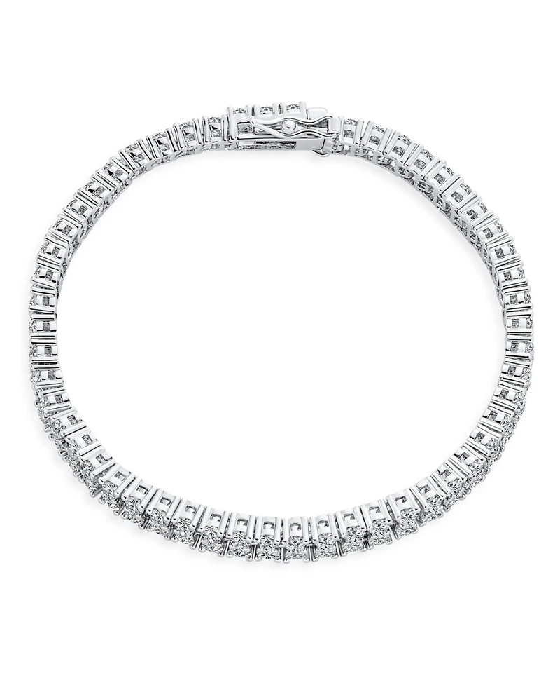 Bling Jewelry Classic Cocktail Stacked Multi Two Row Cz Cubic Zirconia Tennis Bracelet 7 Inch Silver Plated