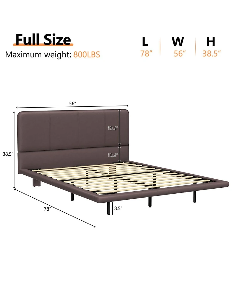 Streamdale Furniture Led Floating Bed Frame Full
