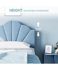 gaomon Twin Xl Upholstered Bed Frame Height Adjustable Headboard for Kids Wood Slats Metal Frame Easy Build