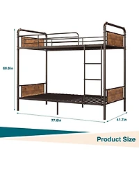 gaomon Twin Metal Bunk Bed Twin Over Twin Heavy Duty Guardrail Ladders Convertible Beds Kids Adults No Box Spring