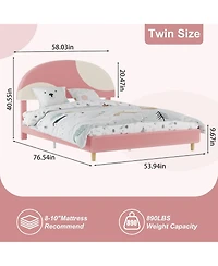 gaomon Full Bed Frame with Boucle Arch Headboard Modern Upholstered Platform Wooden Slats No Box Spring Kids Guest