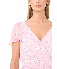 1.state Women's Flutter-Sleeve V-Neck Mini Dress