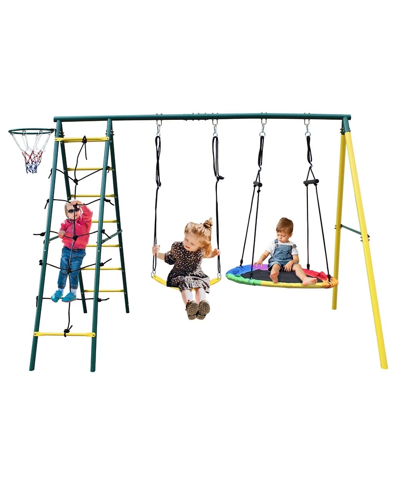 Streamdale Furniture Boys 2-Seat Indoor/Outdoor Swing Set with Safety Belt