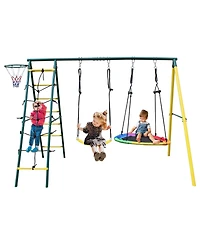 Streamdale Furniture Boys 2-Seat Indoor/Outdoor Swing Set with Safety Belt