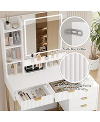 gaomon Makeup Vanity Set with Led Mirror 5 Drawers 3 Color Modes