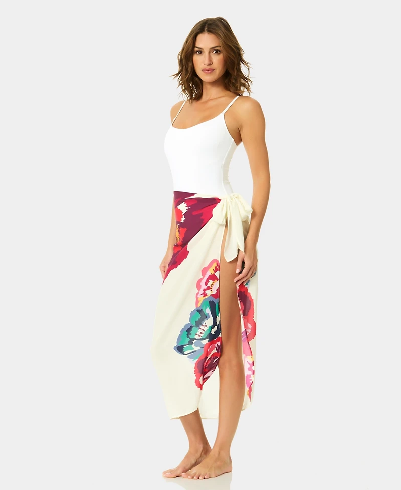 CeCe Women's Printed Tie-Waist Cover-Up Pareo