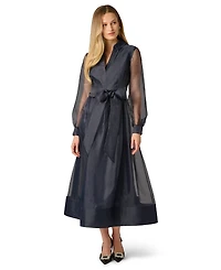 Adrianna Papell Women's Long-Sleeve V-Neck Shirt Dress