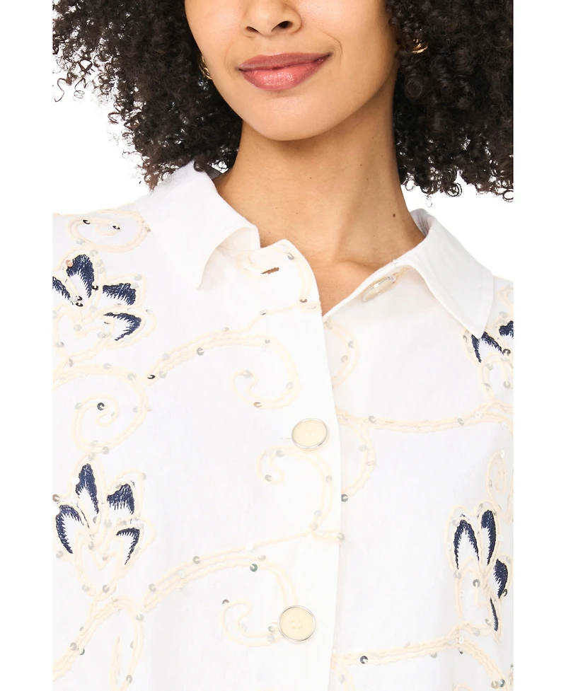 Vince Camuto Women's 3/4-Length-Sleeve Button-Up Shirt
