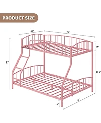 gaomon Bunk Bed Over Full with Ladder and Arched Guardrail, Heavy Duty Bunkbeds Frame Sturdy Steel Slats Support for Kids Boys Girls