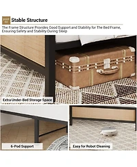 gaomon Queen Platform Bed Frame With Rattan Headboard and Footboard Rounded Corners Metal Slats Enhanced Stability