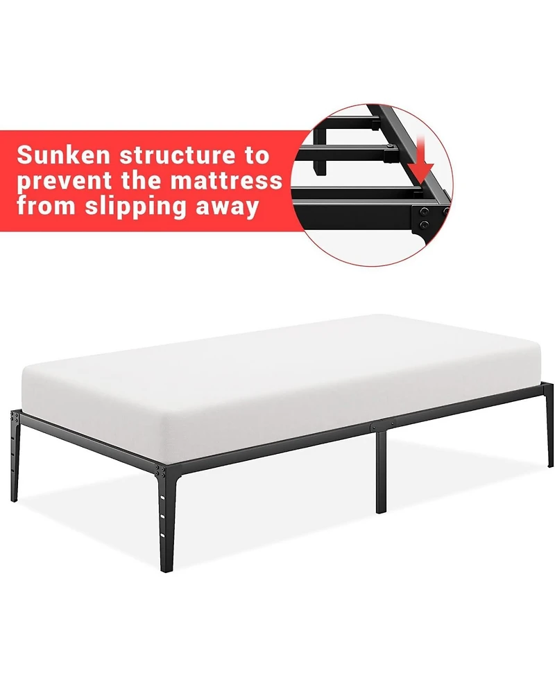 gaomon 14 Inch Twin Metal Platform Bed Frame Heavy Duty Steel Slats Storage No Box Spring Easy Assembly Durability