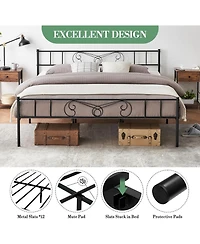 gaomon King Metal Platform Bed Frame With Headboard and Footboard Storage No Box Spring Mattress Support Simple Assembly