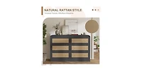 gaomon 46''Wide Rattan Dresser,6 Drawer Dresser for Bedroom,Dressers & Chests of Drawers