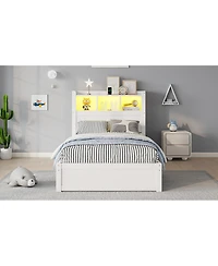 Streamdale Furniture Twin Size Wood Bed with Storage Headboard and Drawers