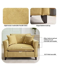 Streamdale Furniture Chenille Oversized Armchair, Comfy Chair and a Half Single Sofa with Pillow