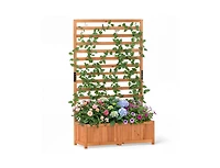 Slickblue 59 Inch Tall Wooden Raised Garden Bed with Trellis
