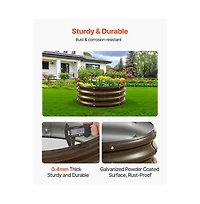 Slickblue 3 Piece Galvanized Steel Planter Boxes Open Bottom Wood Grain