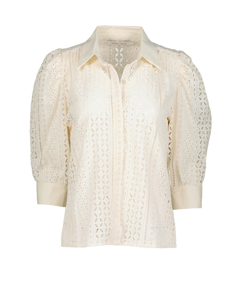 Bishop + Young Women's Bishop + Young Cate Eyelet Ruched Sleeve Top
