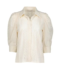 Bishop + Young Women's Bishop + Young Cate Eyelet Ruched Sleeve Top