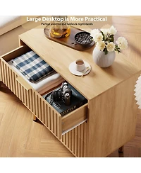 gaomon 3 Drawer Fluted Dresser Modern Nightstand with Deep Drawers