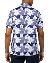 Tailorbyrd Men's Tropical Stripe Floral Printed Performance Polo