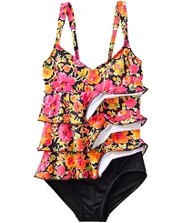 Lands' End Women's Ruffle Fauxkini One Piece Swimsuit