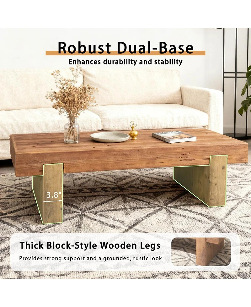 Streamdale Furniture Solid Wood Coffee Table: Modern Minimalist & Rustic Style