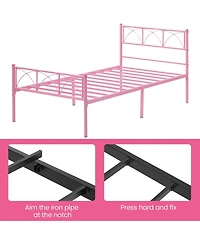 gaomon Twin Bed Frame with Headboard and Footboard Metal Platform Storage Soundless No Box Spring