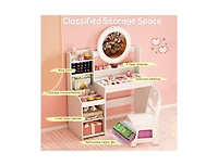 Slickblue Children s Lighted Vanity Desk Pretend Play Dressing Table