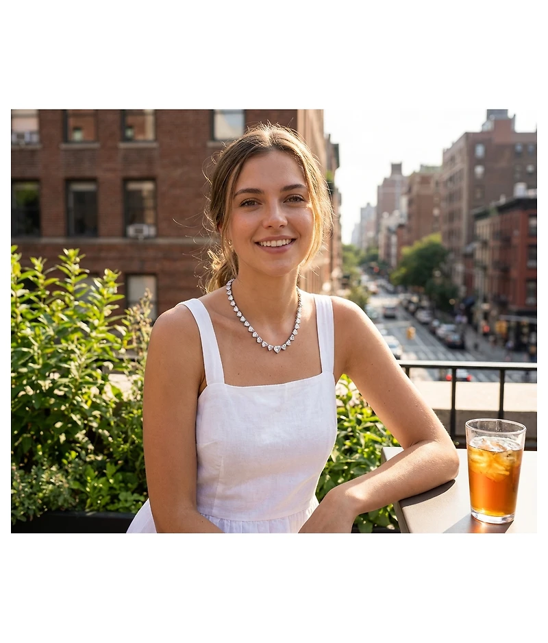 Bling Jewelry Classic Graduated Statement Cubic Zirconia Heart Shape Cz Tennis Necklace Collar