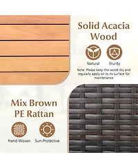 Sugift Outdoor Storage Cabinet with Acacia Wood Top and Lockable Wheels