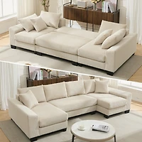Streamdale Furniture U Shaped Corduroy Sleeper Sofa Bed