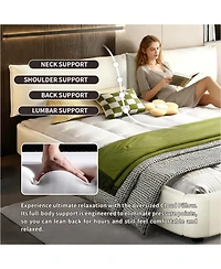 Streamdale Furniture King Size Cloud Bed Frame with Padded Movable Headboard, Chenille Upholstered