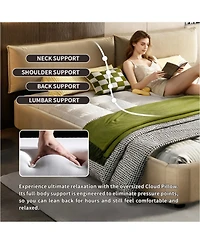 Streamdale Furniture King Size Cloud Bed Frame with Oversized Padded Movable Headboard