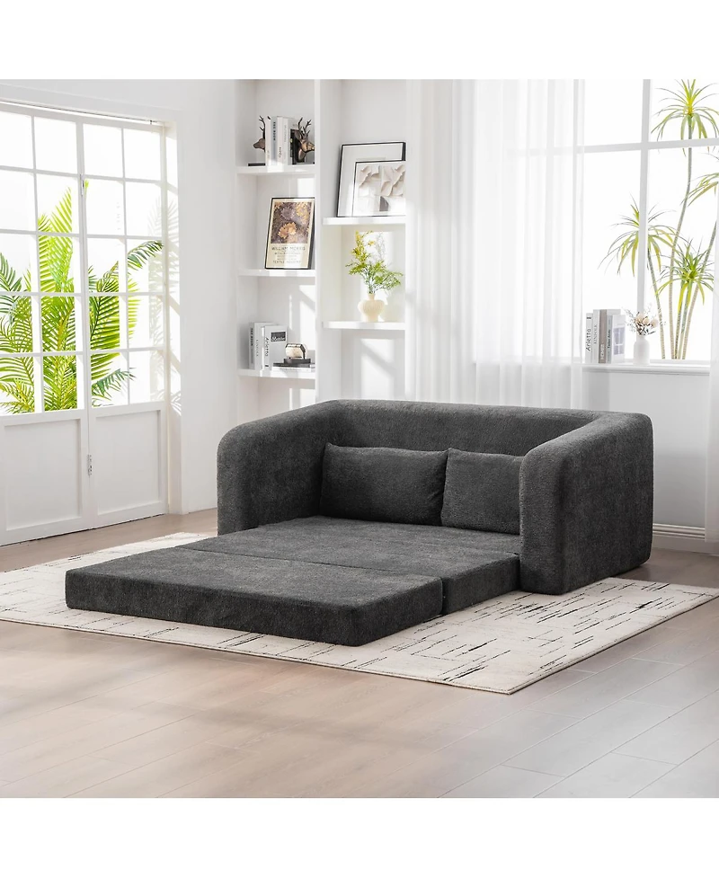 Streamdale Furniture71" 2-in-1 Pull Out Loveseat Sofa Bed with Pillows, Convertible Cloud Mattress