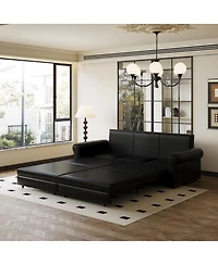 Streamdale Furniture Chesterfield Pull Out Sofa Bed, Faux Leather Convertible Sleeper