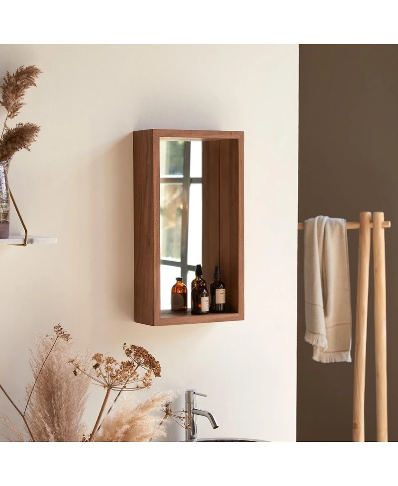 Tikamoon Solid Teak Bathroom Mirror with Shelf attached 55x30 New