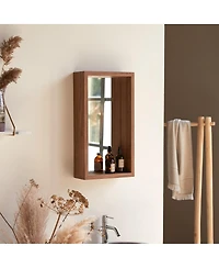 Tikamoon Solid Teak Bathroom Mirror with Shelf attached 55x30 New