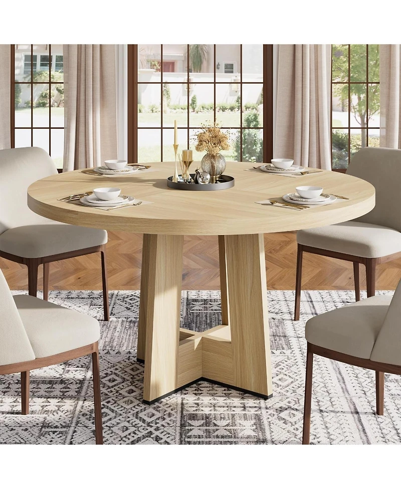 gaomon 47" Round Dining Table with Thickened Edge and Sturdy Pedestal Base