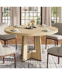 gaomon 47" Round Dining Table with Thickened Edge and Sturdy Pedestal Base